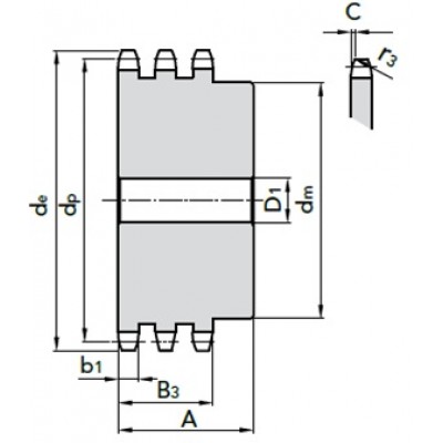 Звездочка со ступицей ПР-25,4 ASA 80 16A-3 под расточку z=20 №11308020