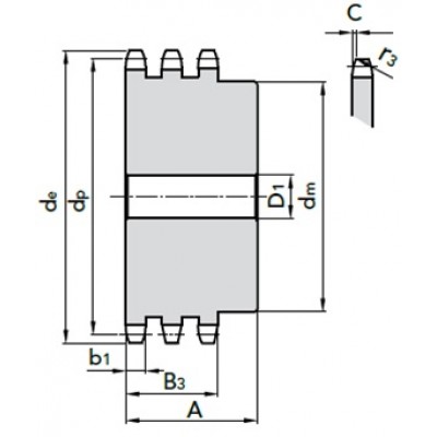 Звездочка со ступицей ПР-31,75 ASA 100 20B-3 под расточку z=17 №11310017