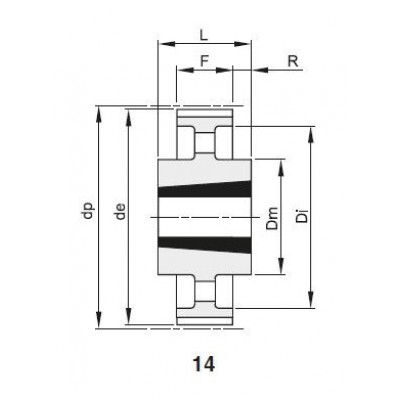 Шкив зубчатый PC 14M-37 140 3525, z=140