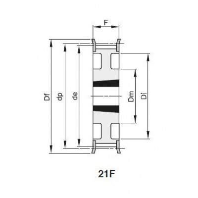 Шкив зубчатый TL 44 H100 F под втулку 2012, z=44