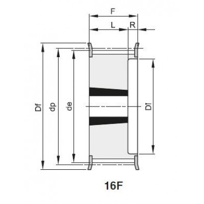 Шкив зубчатый TL 23 L100 F под втулку 1108, z=23