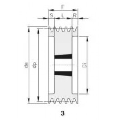 Шкив клиновой SPB 212x8 3535 под втулку 3535