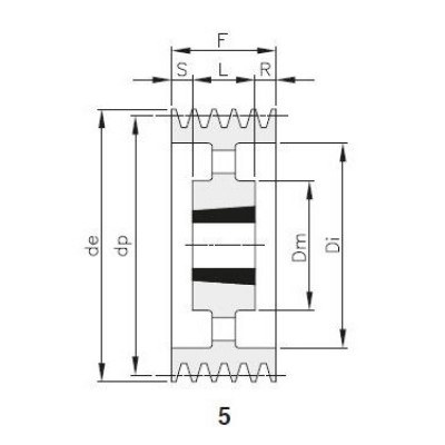 Шкив клиновой SPB 1250x8 5050 под втулку 5050