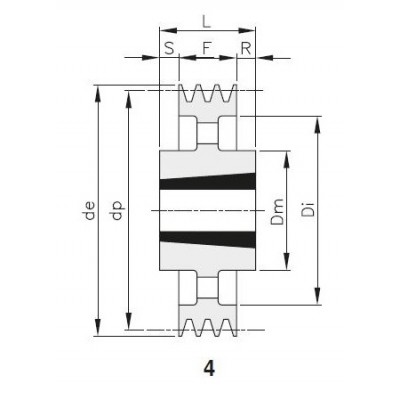 Шкив клиновой SPC 450х3 3535 под втулку 3535