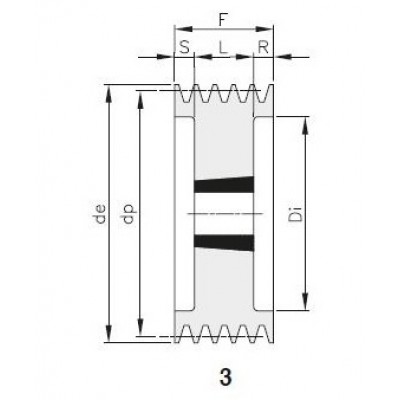 Шкив клиновой SPZ 160х8 2517 под втулку 2517