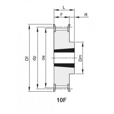 Шкив зубчатый TL 21 L050 F под втулку 1108, z=21